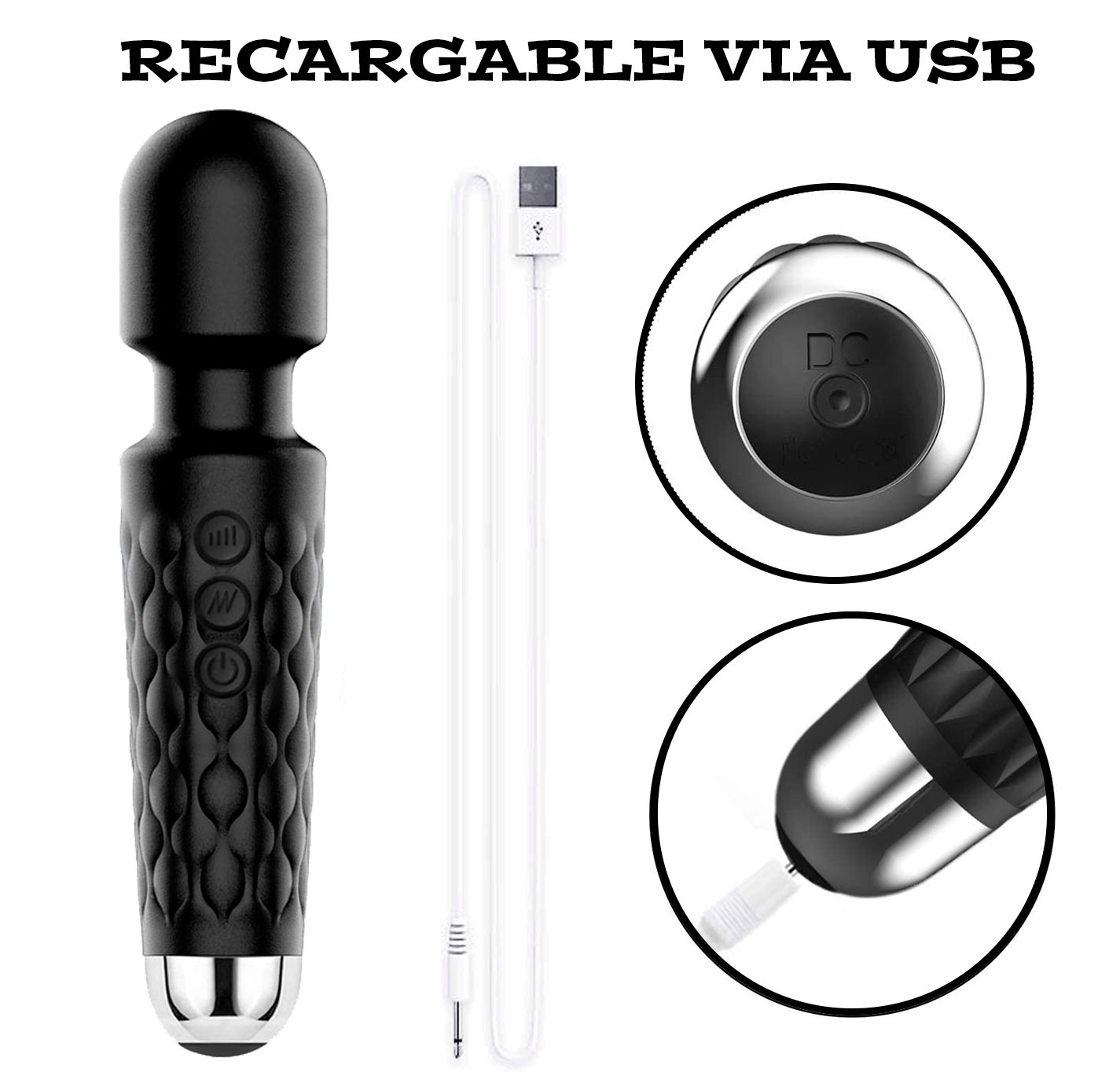 Potente Masajeador Vibrador - Masajeador Inalámbrico, Impermeable y Recargable