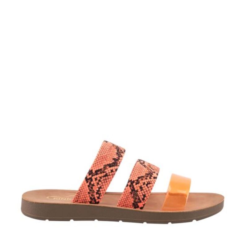 Sandalia Para Mujer Casual Naranja Diseño Piel Serpiente 95