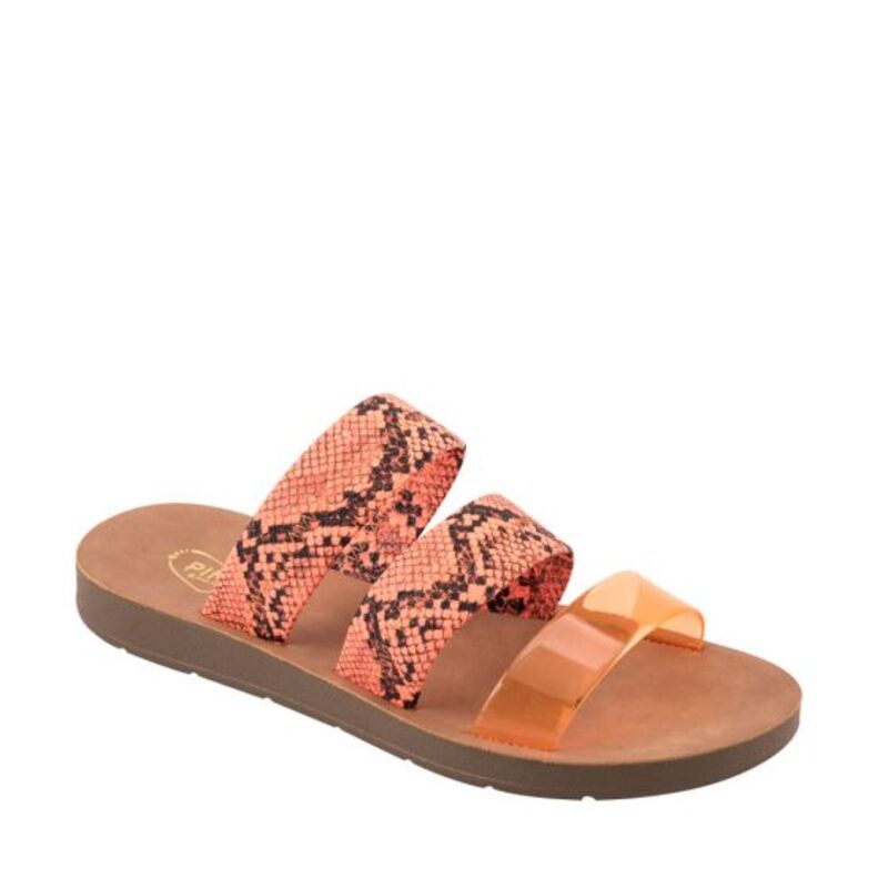 Sandalia Para Mujer Casual Naranja Diseño Piel Serpiente 95