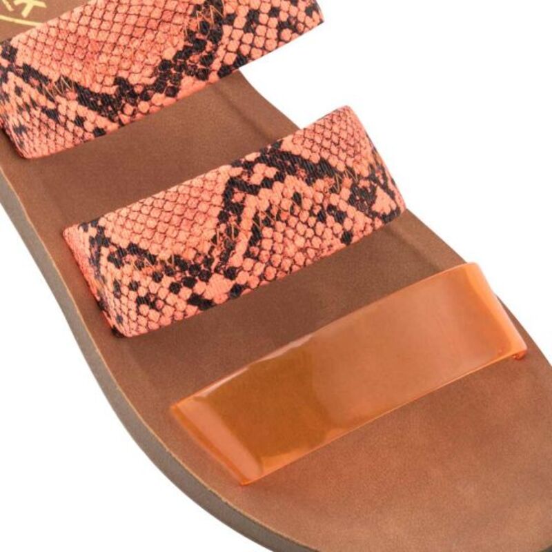 Sandalia Para Mujer Casual Naranja Diseño Piel Serpiente 95