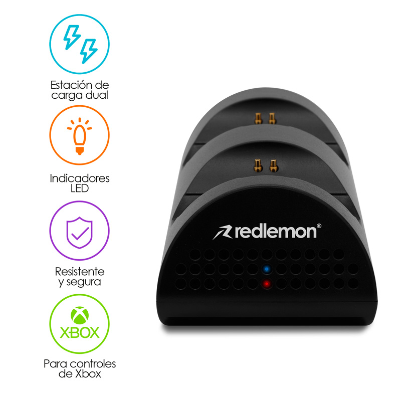 Cargador para Controles Xbox Series X y Xbox One + 2 Baterías Redlemon