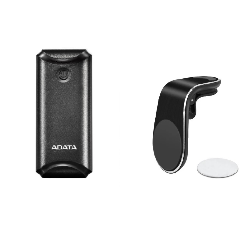 Power Bank Portatil ADATA 5000MAH LED AP5000 + Soporte De Celular Magnético Para Auto.