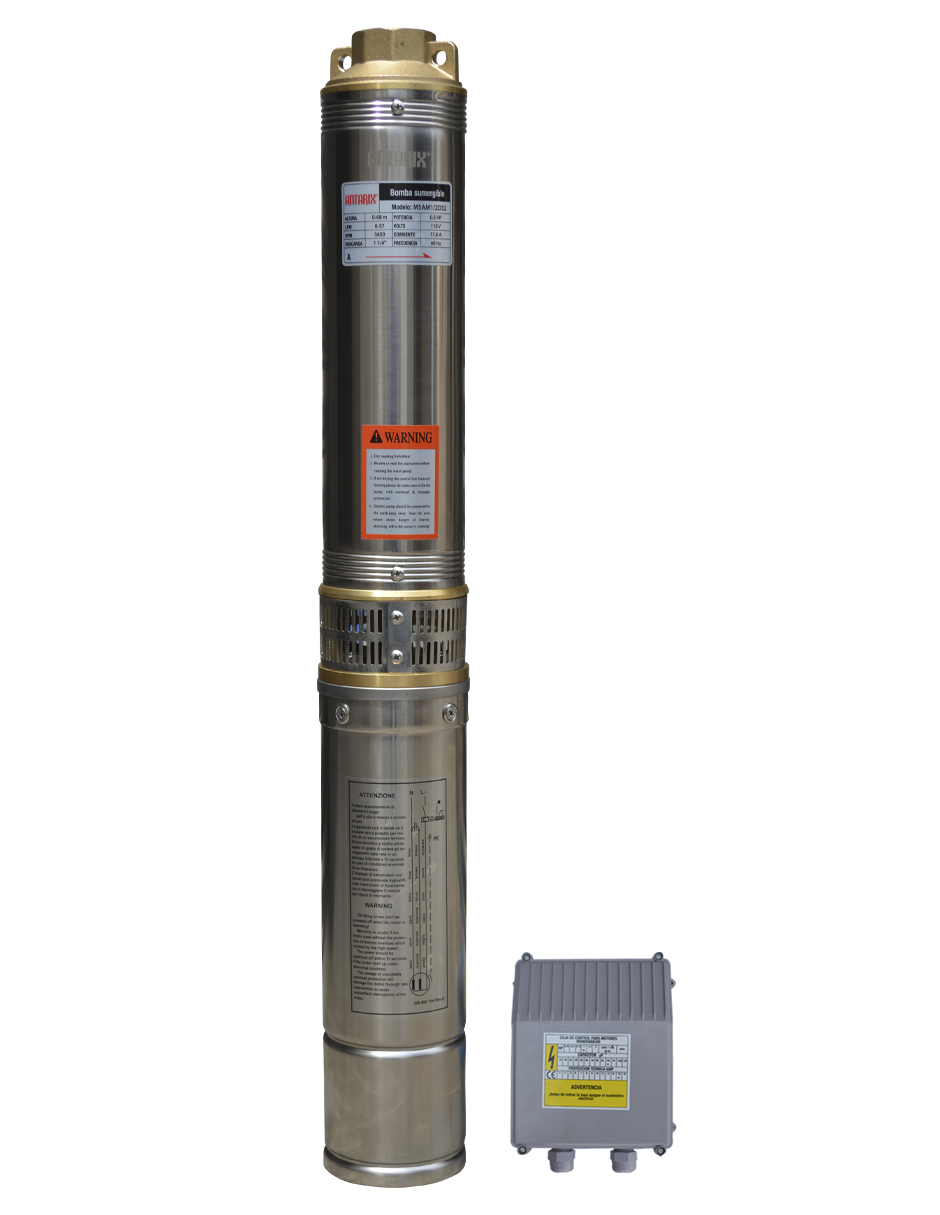 MOTOBOMBA SUMERGIBLE INOXIDABLE ANTARIX MSAM1/2D32 110V MONOFÁSICA DE 1/2 HP DE POTENCIA