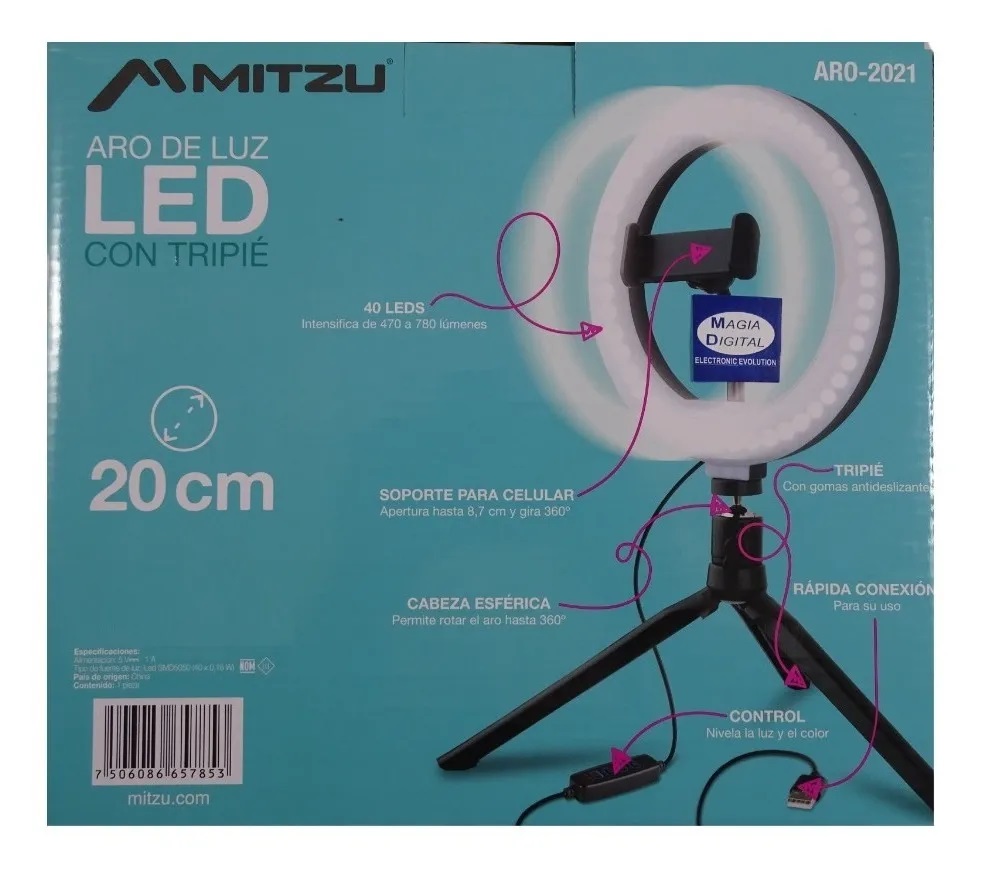 ARO DE LUZ LED CON TRIPIE MITZU ARO-2021 3 TONOS DE LUZ 