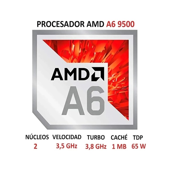 Procesador Gamer AMD Series A6-9500 / 2 Núcleos / 3.5GHz de Frecuencia con Gráfica Integrada / AD9500AGABBOX