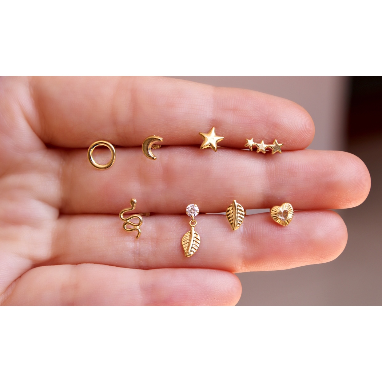 Arete Broquel Piercing en Oro de 10K - Mancini Joyas