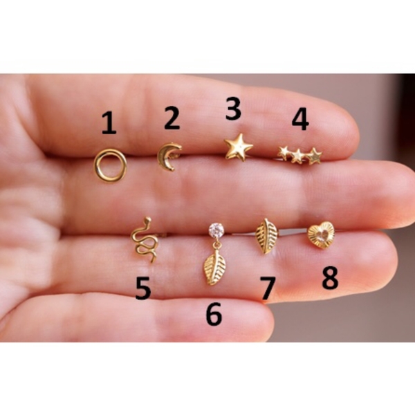 Arete Broquel Piercing en Oro de 10K - Mancini Joyas