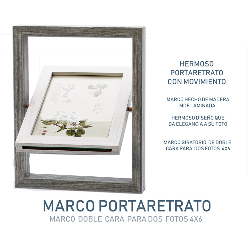 Portaretrato Giratorio Madera Regalo Novios Cuadros Decorativos Moda Hogar hw112 4x6
