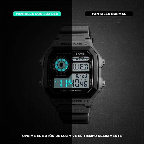 Reloj para Hombre, Deportivo, Digital, Correa Silicón, Ajustable 