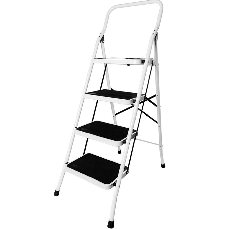 Escalera Escalerilla Tubular tipo Tijera de Acero Plegable 4 Peldaños-Escalones , Uso Domestico-Casa Negocio Papeleria Jardín Pretul ESTU-4P 
