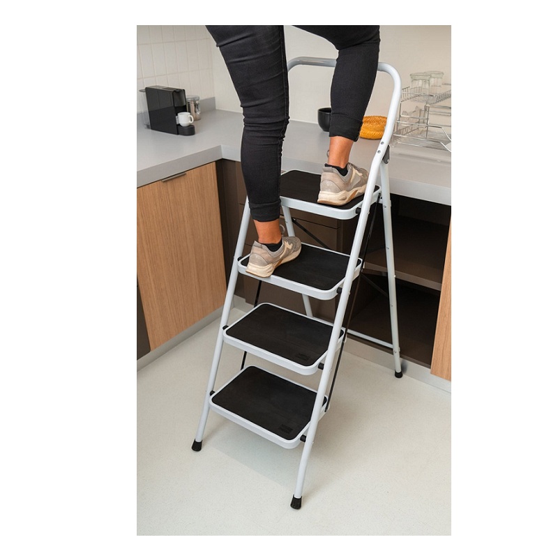 Escalera Escalerilla Tubular tipo Tijera de Acero Plegable 4 Peldaños-Escalones , Uso Domestico-Casa Negocio Papeleria Jardín Pretul ESTU-4P 