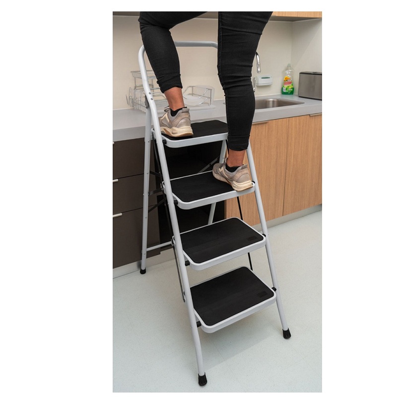 Escalera Escalerilla Tubular tipo Tijera de Acero Plegable 4 Peldaños-Escalones , Uso Domestico-Casa Negocio Papeleria Jardín Pretul ESTU-4P 