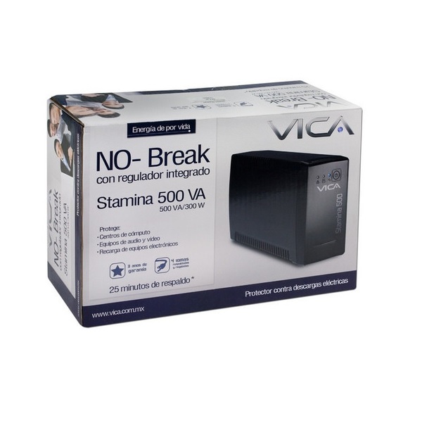 NO BREAK 500VA/300W REGULADOR SUPRESOR DE PICOS PC COMPUTO PANTALLA TV CASA OFICINA CARGA STAMINA 500