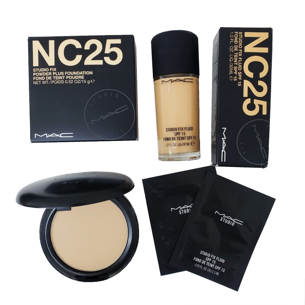 KIT MAQUILLAJE Y POLVO MAC NC25 + MUESTRAS DE REGALO