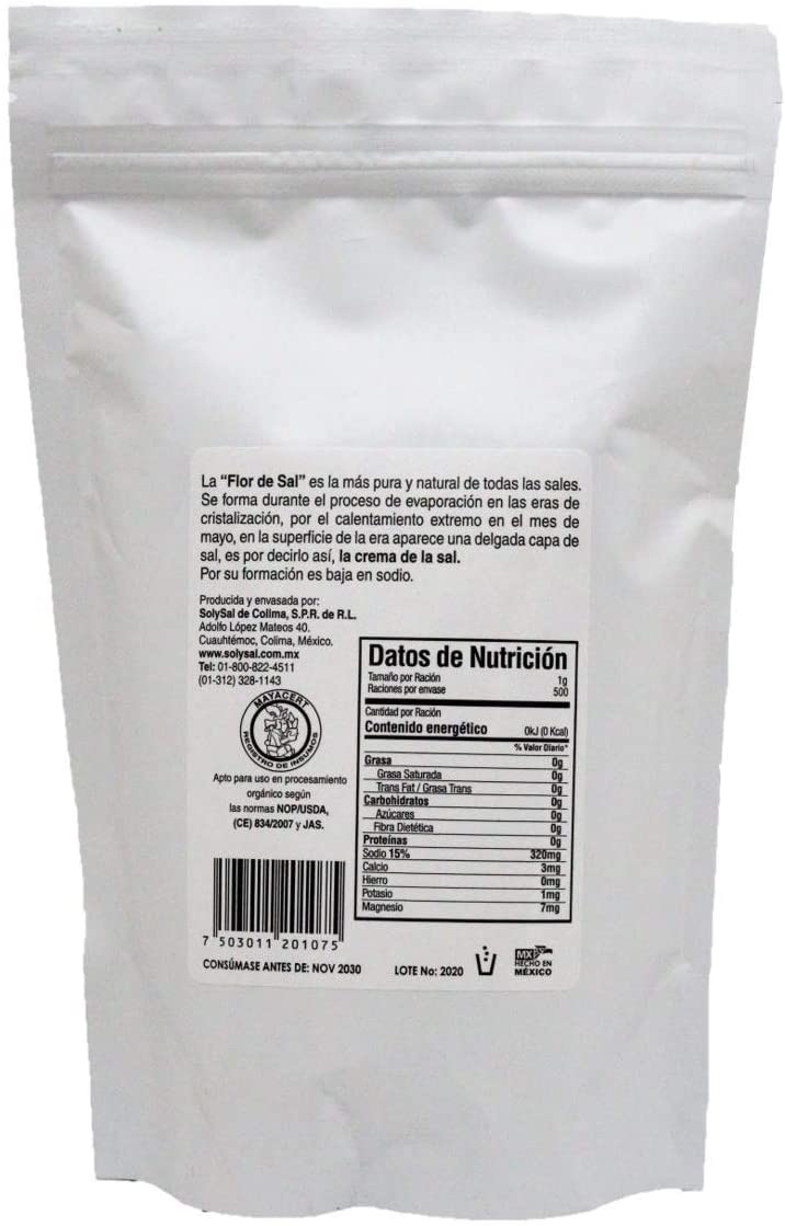 Flor de Sal - Sol & Sal - 100% orgánica, artesanal, natural y gourmet - Certificación Kosher y Mayacert - 500 gramos