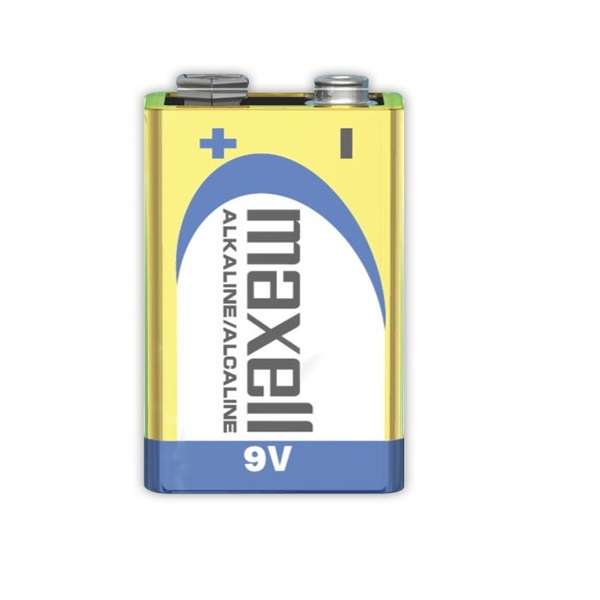 Maxell Batería Alcalina de 9V / Pila Cuadrada 9 Voltios / 1 Pieza / 6LF22-9V / 721150