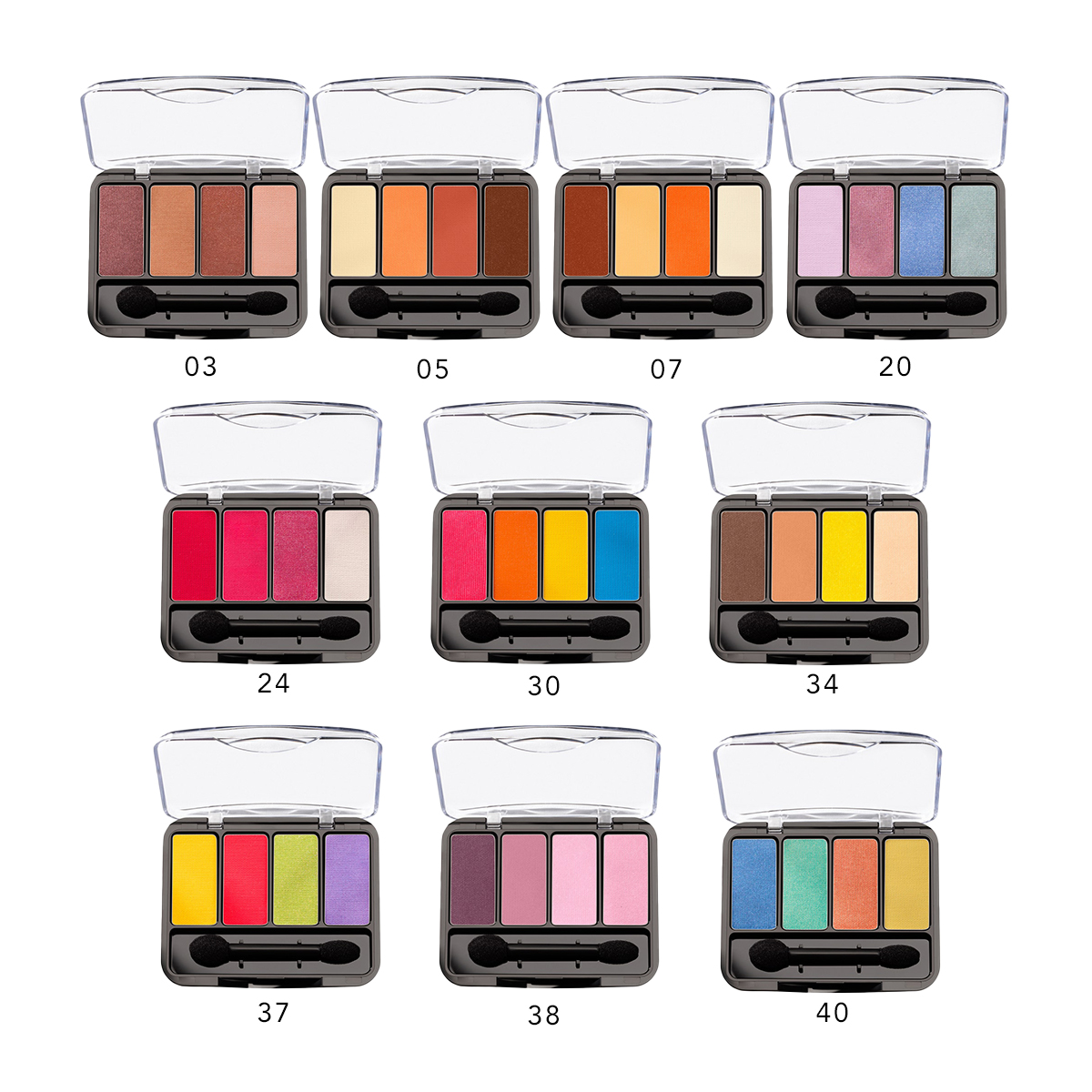 Set Sombras Cuartetos Bissu (Kit 10 paletas - tonos BÁSICOS)