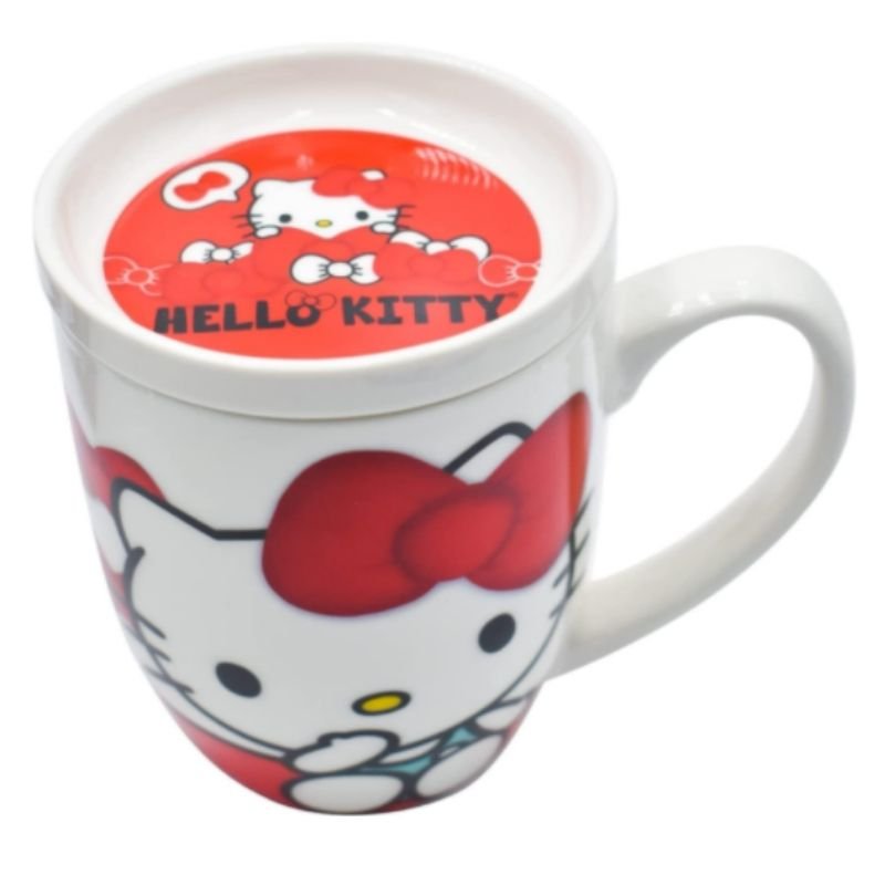 Sanrio 1754-23 Taza Hello Kitty de Porcelana Con Tapa Original 385 ml