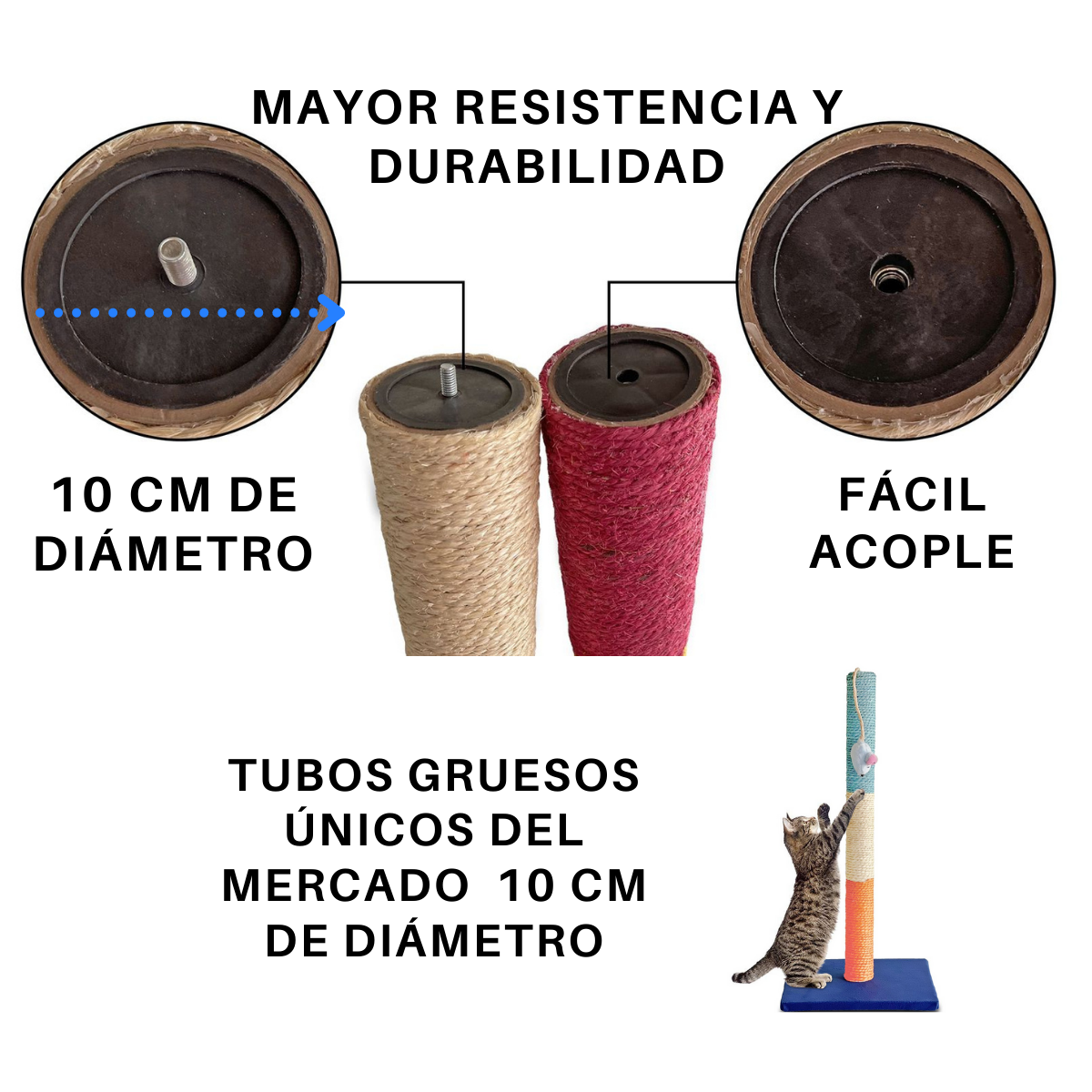 Poste Juguete Rascador Gato Grande | 1 Metro | Gratis Catnip | 