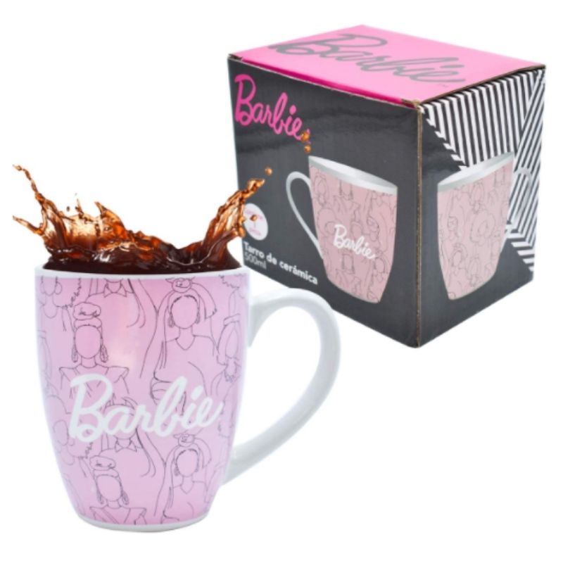 Fun Kids 1738-116 Taza Barbie de Cerámica de 500 Ml Rosa