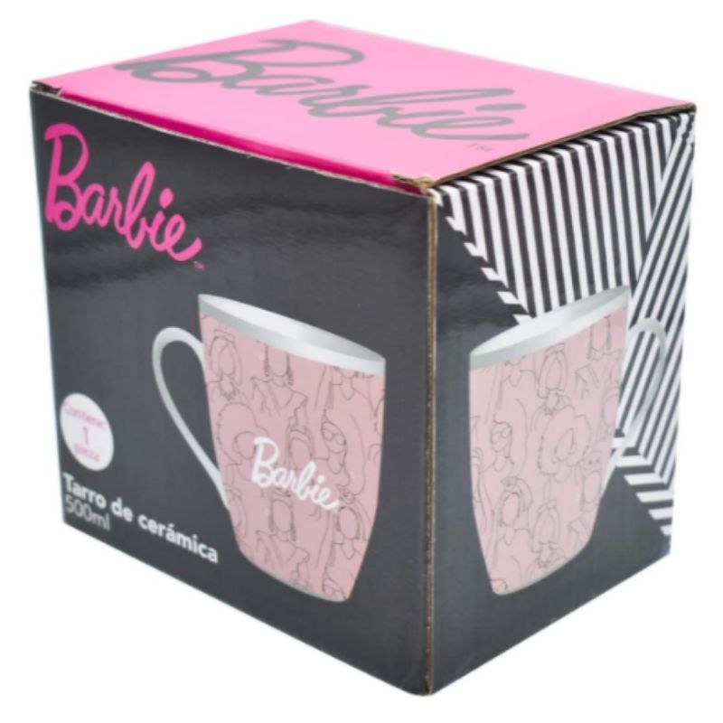 Fun Kids 1738-116 Taza Barbie de Cerámica de 500 Ml Rosa