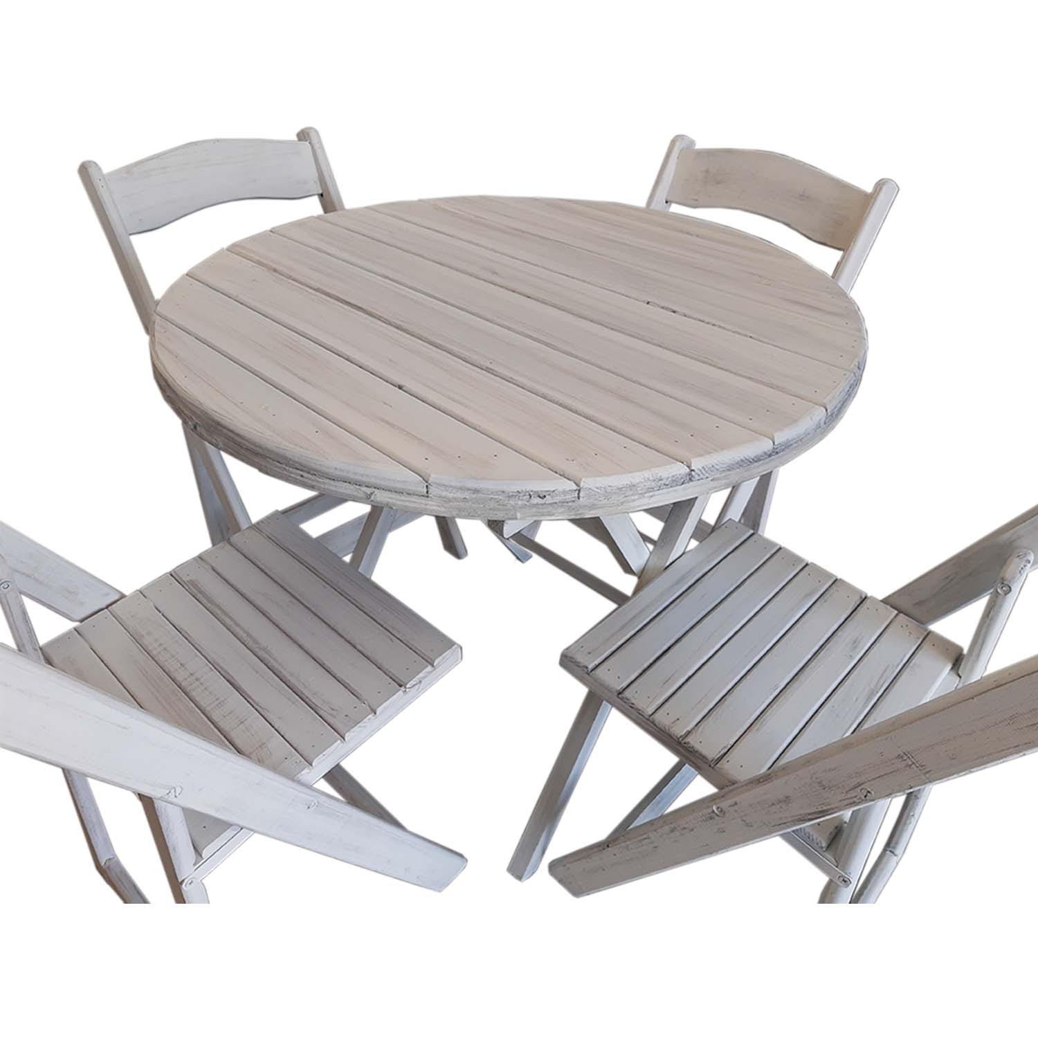 Conjunto de jardín comedor mesa plegable redonda 90cm + 4 sillas