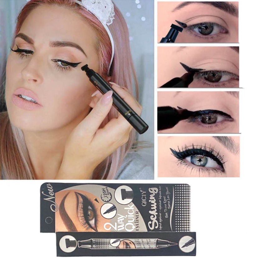 Delineador De Ojos Con Sello Tattoo Delineador Gato 2 En 1 Negro