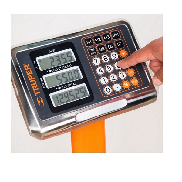 Bascula Comercial de Plataforma 40x50Cm Plegable Electrónica Truper BAS-200PLA hasta 200Kg Calidad Premium Recargable