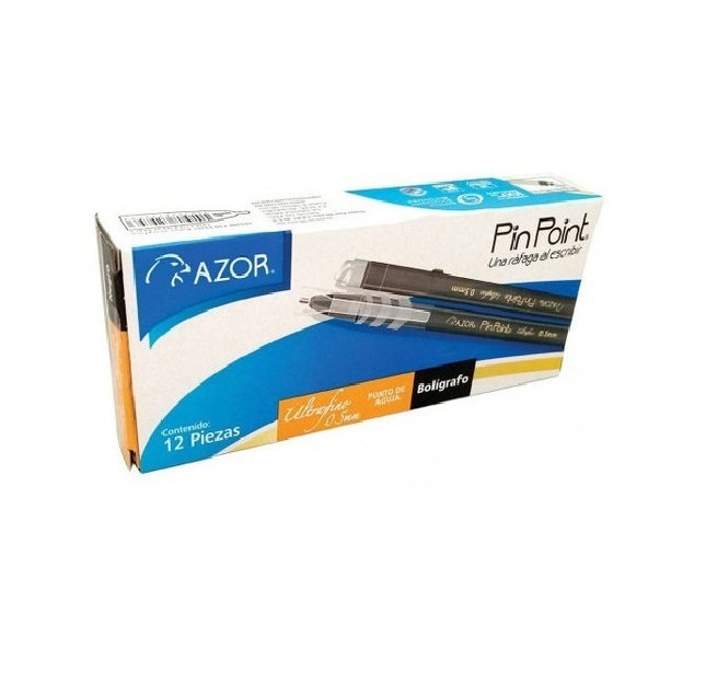 Bolígrafo Azor Pinpoint Ultrafino 0.5mm 12 Piezas Negro