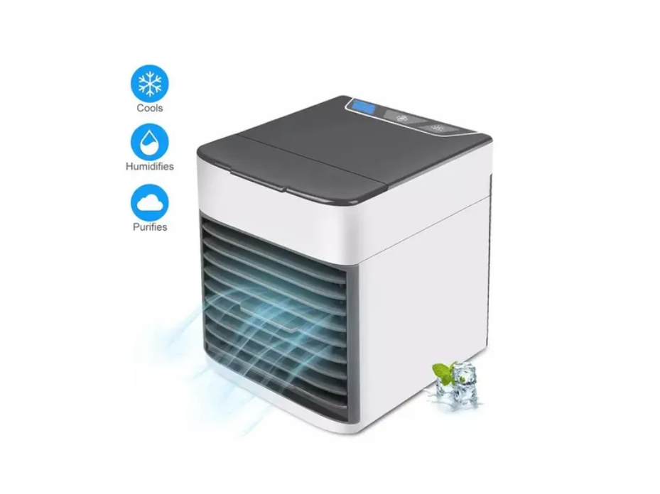 Mini Aire Acondicionado Clima Portatil Enfriador Portátil USB 3 en 1 Ventilador Purificador Humidificador, Aire Espacio Personal Humidificador, 3 Velocidades Ajustable para Hogar y Oficina