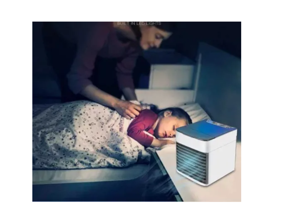 Mini Aire Acondicionado Clima Portatil Enfriador Portátil USB 3 en 1 Ventilador Purificador Humidificador, Aire Espacio Personal Humidificador, 3 Velocidades Ajustable para Hogar y Oficina