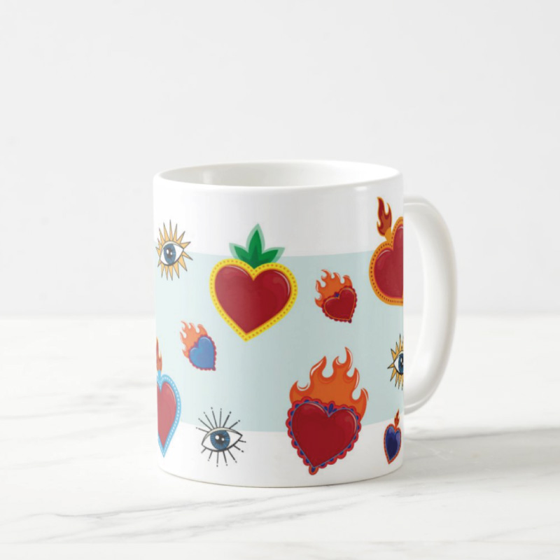 Corazón Milagrito Mexicano, taza de cerámica 11 oz. (325 mi)