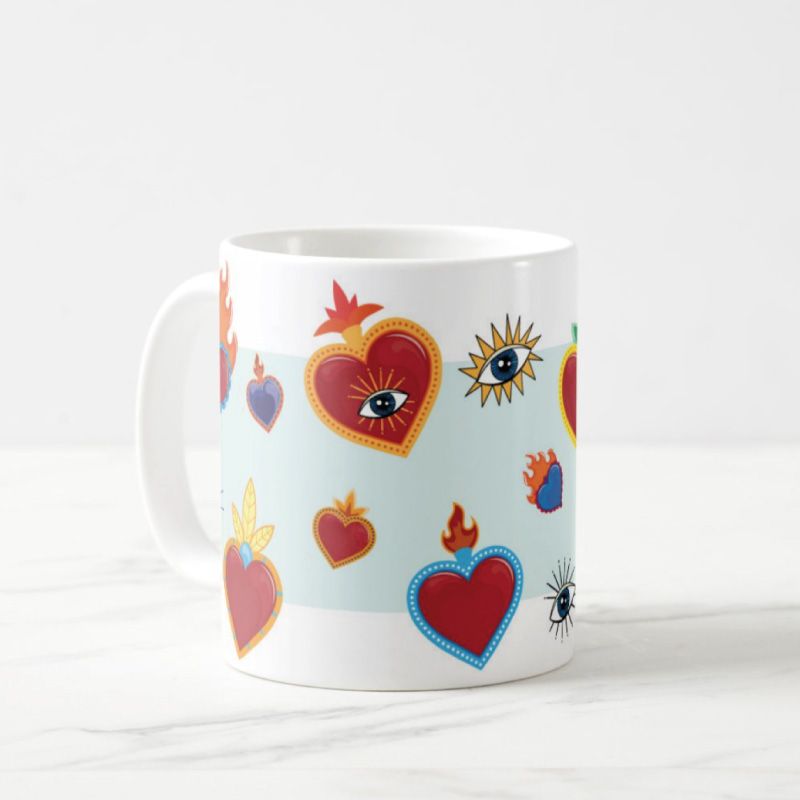 Corazón Milagrito Mexicano, taza de cerámica 11 oz. (325 mi)