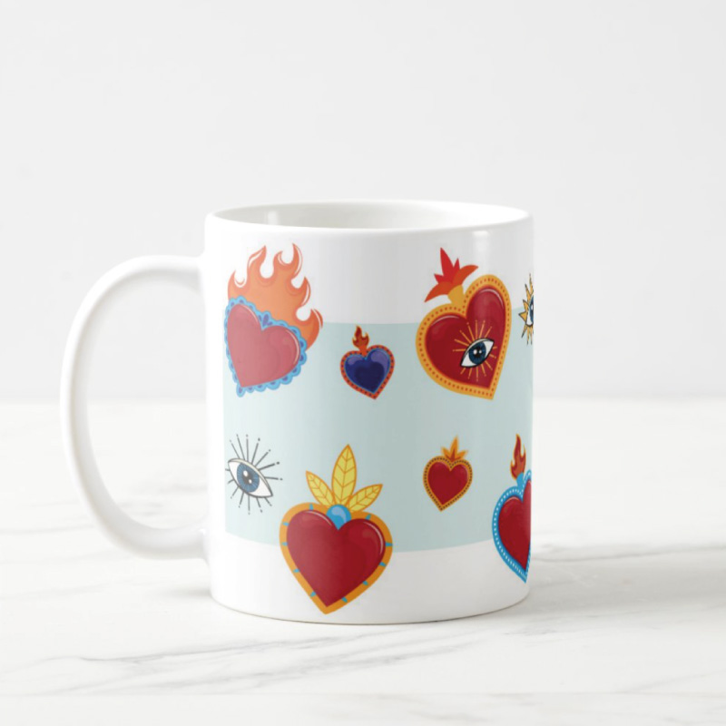 Corazón Milagrito Mexicano, taza de cerámica 11 oz. (325 mi)