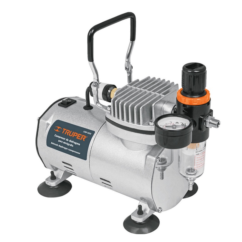 Compresor de diafragma para aerógrafo, 1/5 hp, 110 v Truper COMP-AERO Calidad Premium Aerógrafo