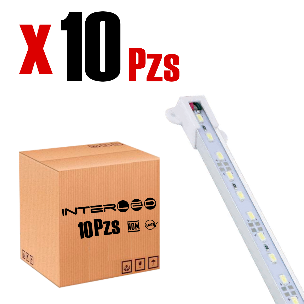Regleta Led 12v Sin Eliminador 120cm Luz Blanca Plano 10 Pzs