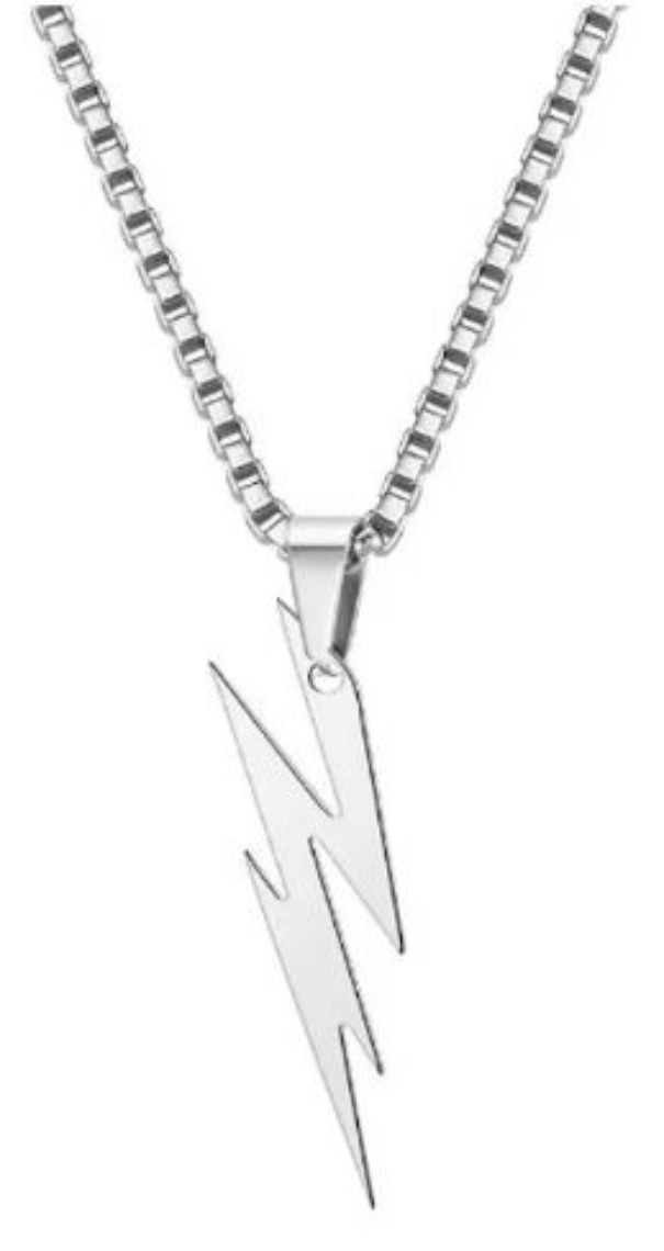 Collar Dije Rayo Trueno Relámpago Acero Regalo Pareja Flash