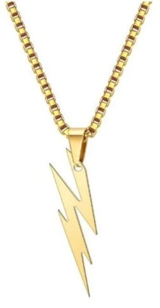 Collar Dije Rayo Trueno Relámpago Acero Regalo Pareja Flash