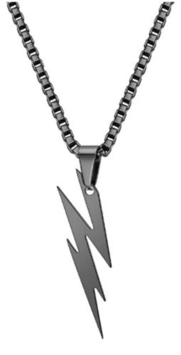 Collar Dije Rayo Trueno Relámpago Acero Regalo Pareja Flash
