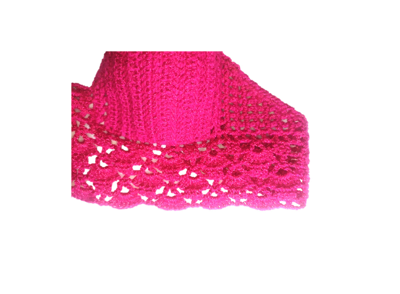 CROP TOP BRALETTE VIKINI TEJIDO AL CROCHET CORDON TRASERO ROSA FIUSHA CH MEDIANA 32-34 B