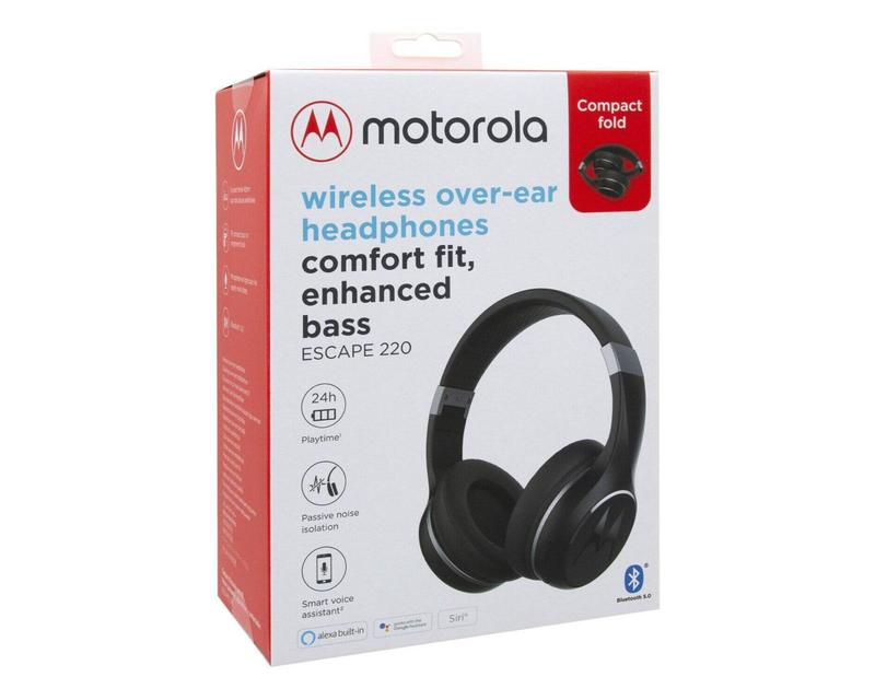 Audífonos Inalámbricos Motorola Diadema Bluetooth 24Hrs Escape 220 Plegables Negro