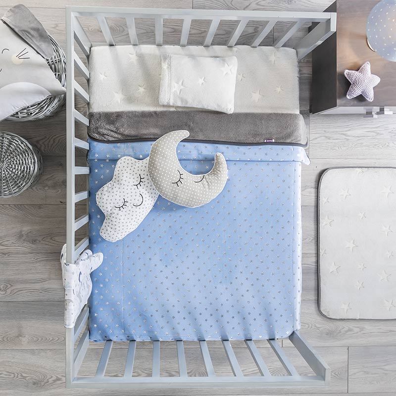 Cobertor Baby Siberia Blue Stars Cuna - Vianney 