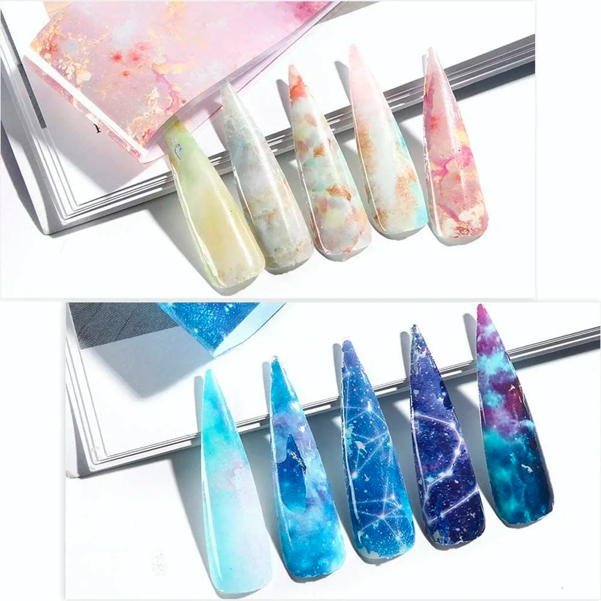 50 Pegatinas Para Decorar Uñas Trasnferencia de Laminas Foil Surtido Mixto