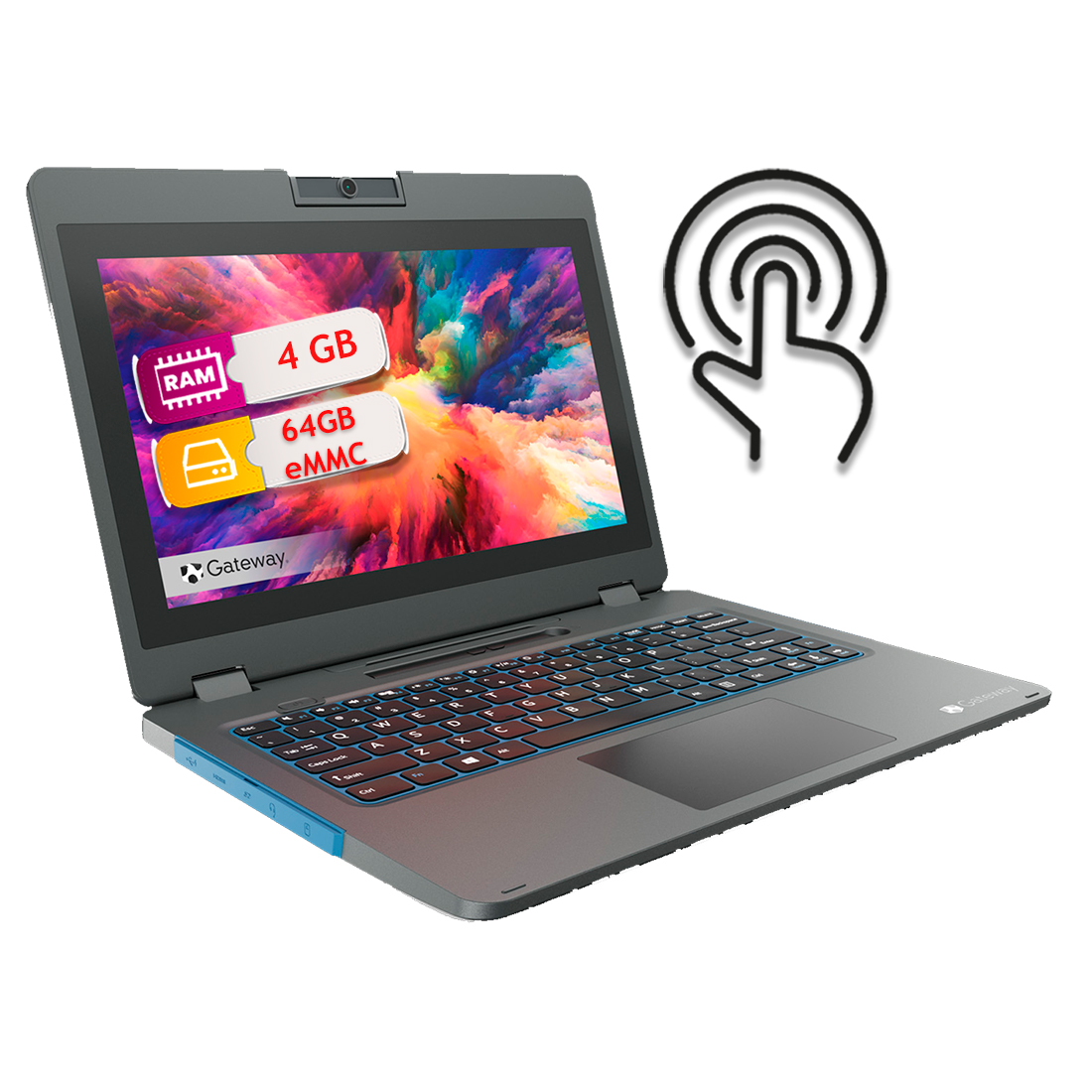 Laptop GATEWAY 64GB eMMC 4gb Portátil convertible 2 en 1 de 11,6" + Mouse + Base + Memoria