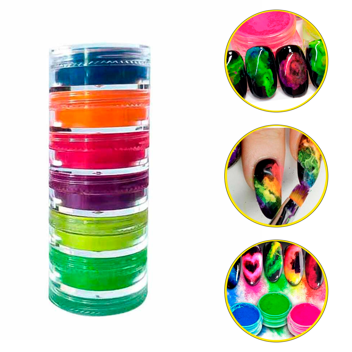 Efecto Humo En Polvo Para Uñas Acrílicas Acrygel 6 Piezas Decoracion De Uñas.