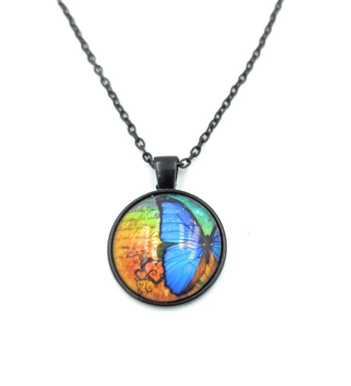 Cadena y Dije Mariposa con Cadena Negra