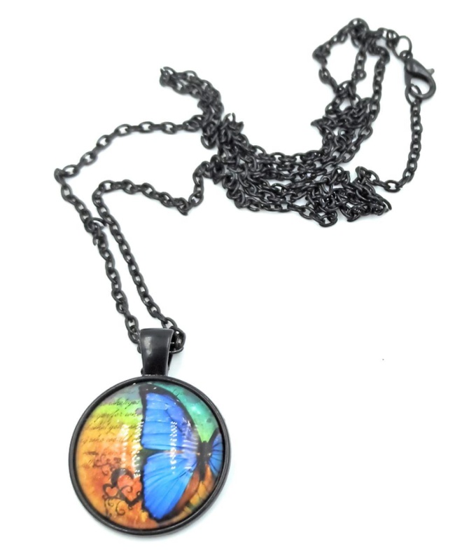 Cadena y Dije Mariposa con Cadena Negra