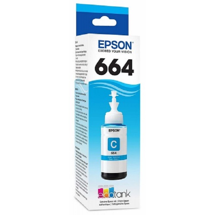 Tinta Epson 664 color Cyan, 70ml, Para Serie L T664220-AL