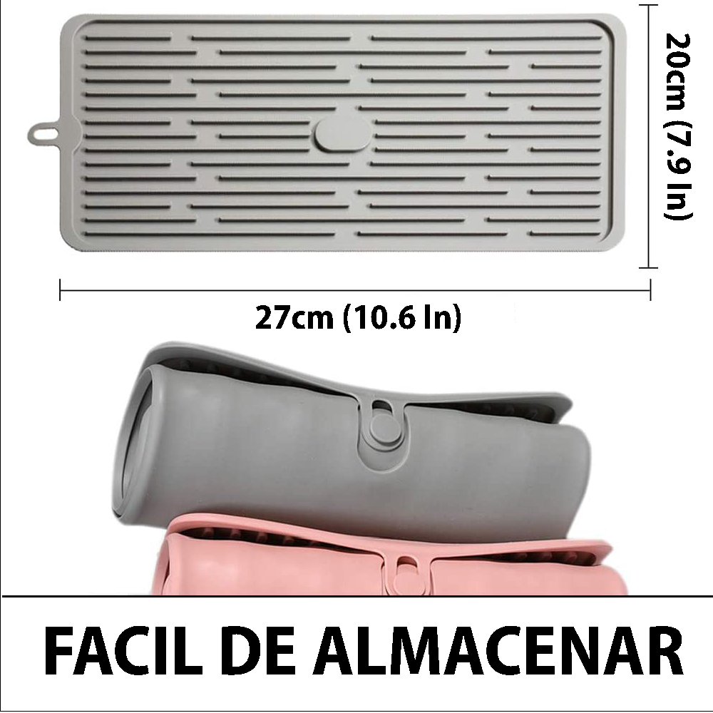 Muelle14 - Escurridor para Platos, Tapete de Silicona resistente al calor 27x20x0.5cm (gris) 
