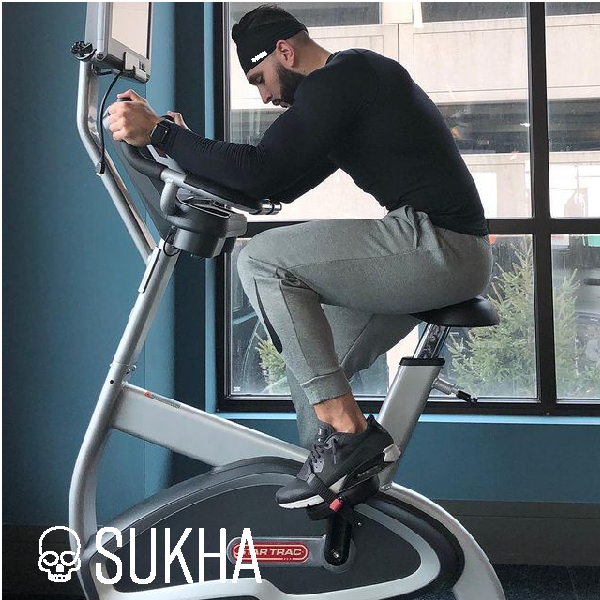 SUKHA - 2 Bandas Deportivas para la Cabeza Hombre Nylon (Roja/Gris)